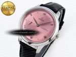 De Ville Power Reserve SS MKF 1:1 Best Edition Pink Dial on Black Leather Strap