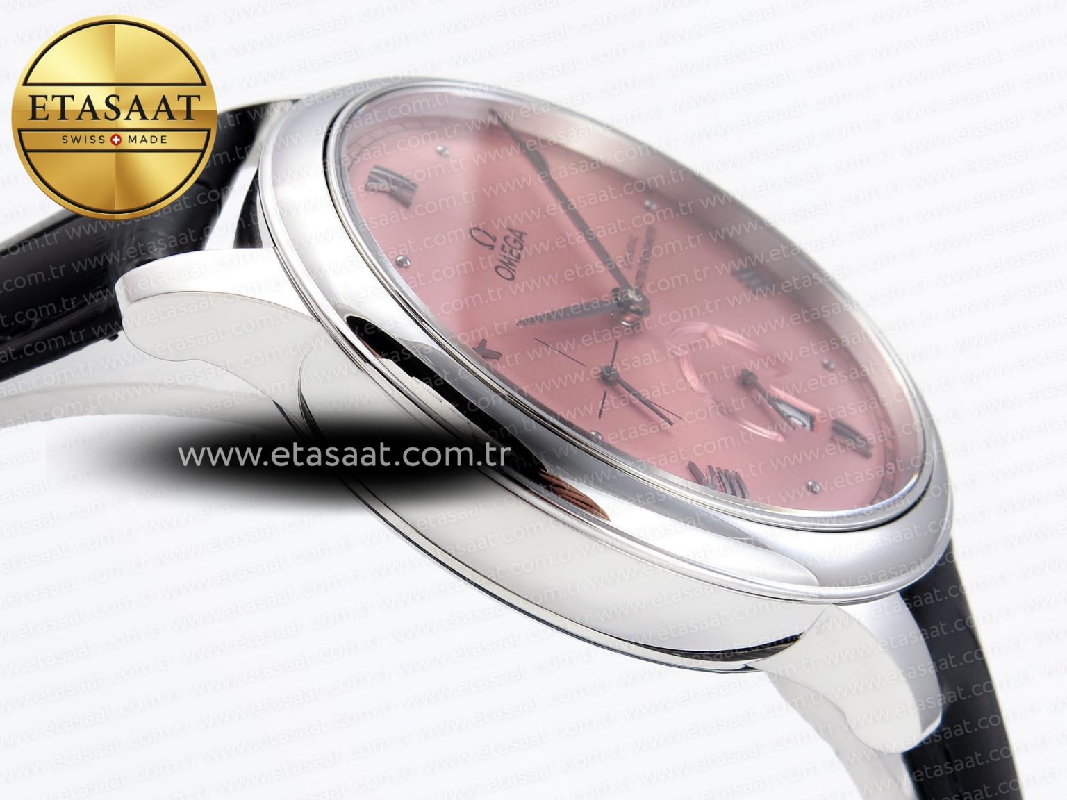 De Ville Power Reserve SS MKF 1:1 Best Edition Pink Dial on Black Leather Strap - Görsel 9
