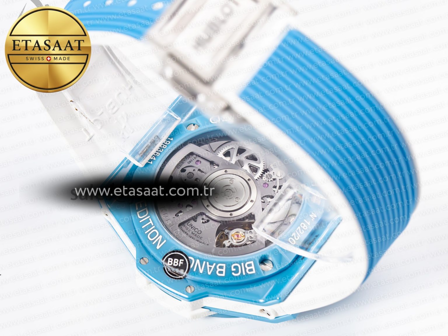 Hublot Big Bang Unico Blue/White Ceramic BBF 1:1 Best Edition Skeleton Dial on Blue/White Rubber Strap A1280 - Görsel 15