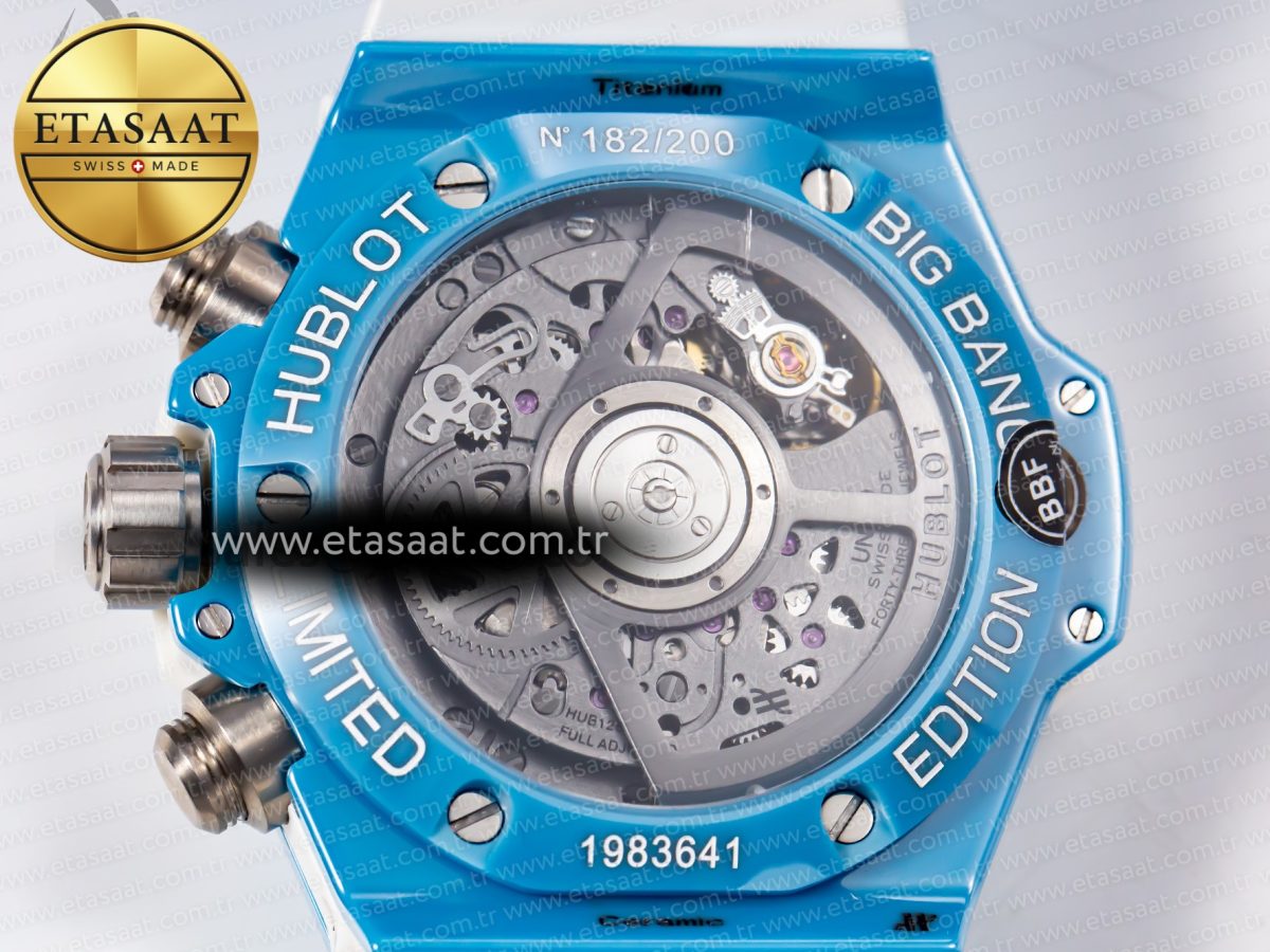Hublot Big Bang Unico Blue/White Ceramic BBF 1:1 Best Edition Skeleton Dial on Blue/White Rubber Strap A1280 - Görsel 16