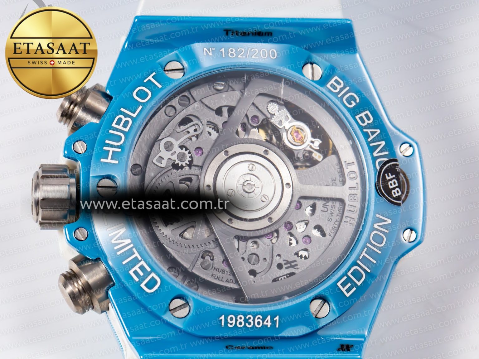 Hublot Big Bang Unico Blue/White Ceramic BBF 1:1 Best Edition Skeleton Dial on Blue/White Rubber Strap A1280 - Görsel 16