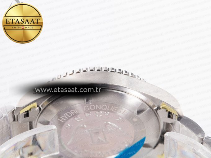 Hydroconquest 43mm SS Black Ceramic Bezel XF 1:1 Best Edition Dark Green Dial on SS Bracelet L888 - Görsel 14