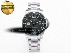 Hydroconquest 43mm SS Black Ceramic Bezel XF 1:1 Best Edition Dark Green Dial on SS Bracelet L888 - Görsel 3