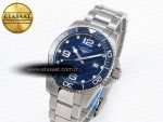 HYDROCONQUEST 43MM SS BLUE CERAMIC BEZEL XF 1:1 BEST EDITION BLUE DIAL ON SS BRACELET L888