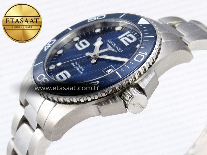HYDROCONQUEST 43MM SS BLUE CERAMIC BEZEL XF 1:1 BEST EDITION BLUE DIAL ON SS BRACELET L888 - Görsel 8