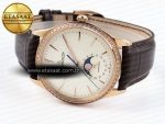 Master Ultra Thin Moon 1368420 RG ZF 1:1 Best Edition White Diamond Dial on Brown Leather Strap SA925 Super Clone V2 - Görsel 6