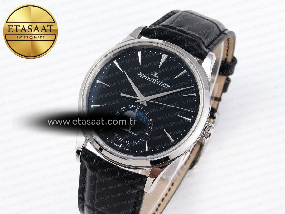 Master Ultra Thin Moon 1368420 SS ZF 1:1 Best Edition Black Dial on Black Leather Strap SA925 Super Clone V2 - Görsel 1
