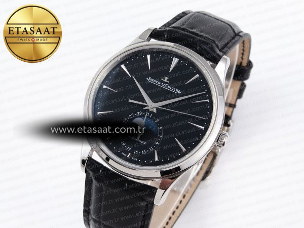 Master Ultra Thin Moon 1368420 SS ZF 1:1 Best Edition Black Dial on Black Leather Strap SA925 Super Clone V2