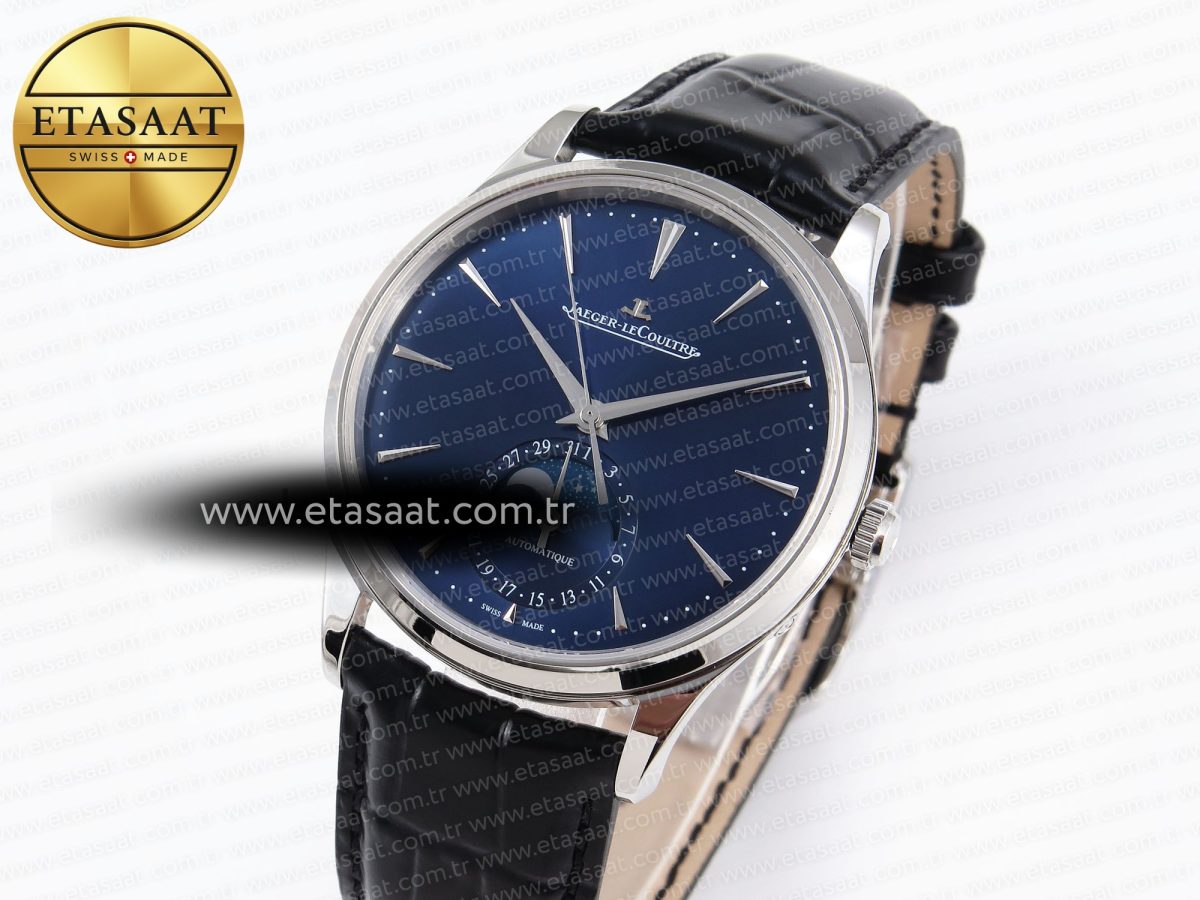 Master Ultra Thin Moon 1368420 SS ZF 1:1 Best Edition Blue Dial on Black Leather Strap SA925 Super Clone V2 - Görsel 1