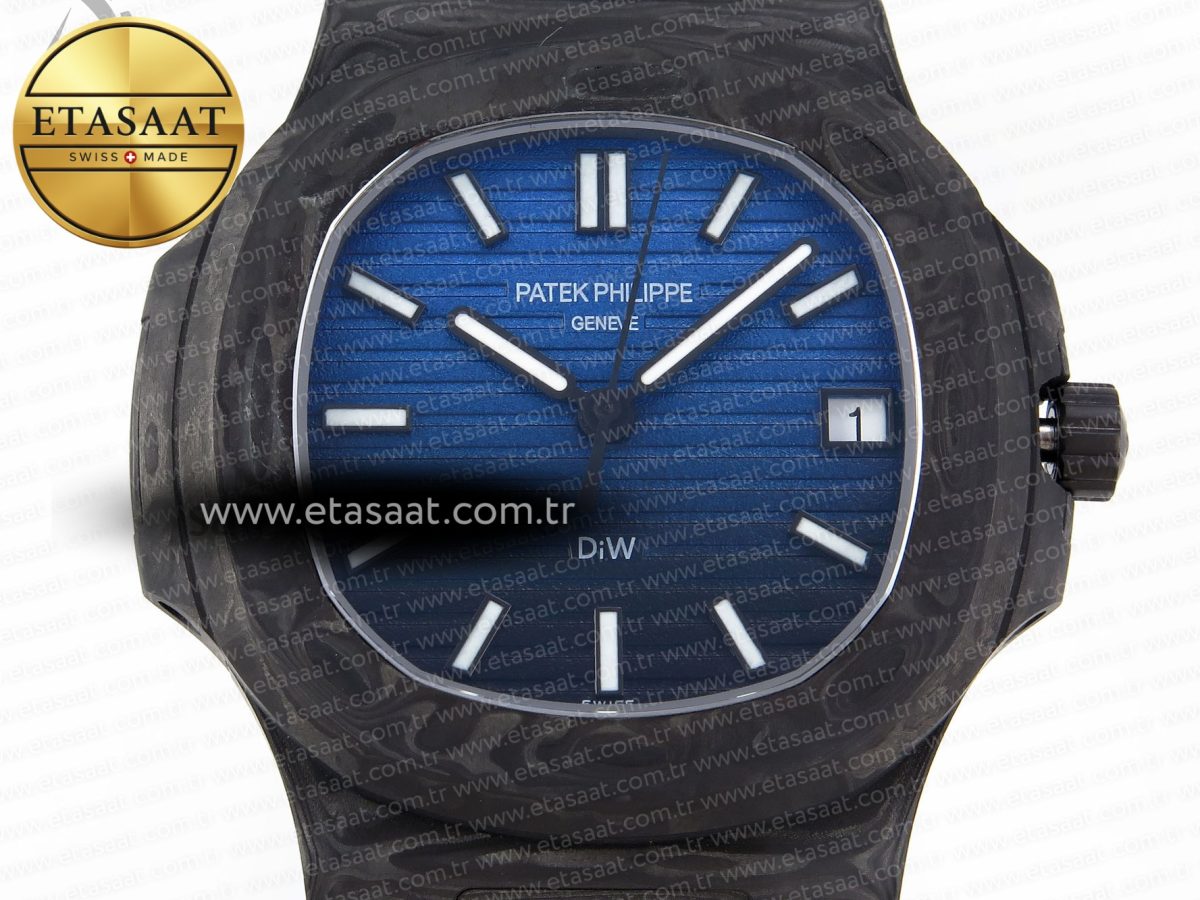 NAUTILUS 5711 DIW CARBON DIWF 1:1 BEST EDITION BLACK/BLUE TEXTURED DIAL ON CARBON BRACELET 324CS - Görsel 4