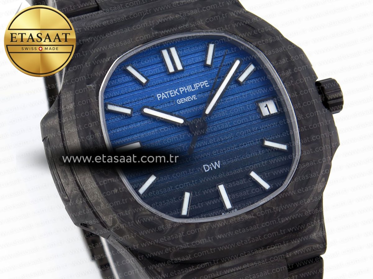 NAUTILUS 5711 DIW CARBON DIWF 1:1 BEST EDITION BLACK/BLUE TEXTURED DIAL ON CARBON BRACELET 324CS - Görsel 5