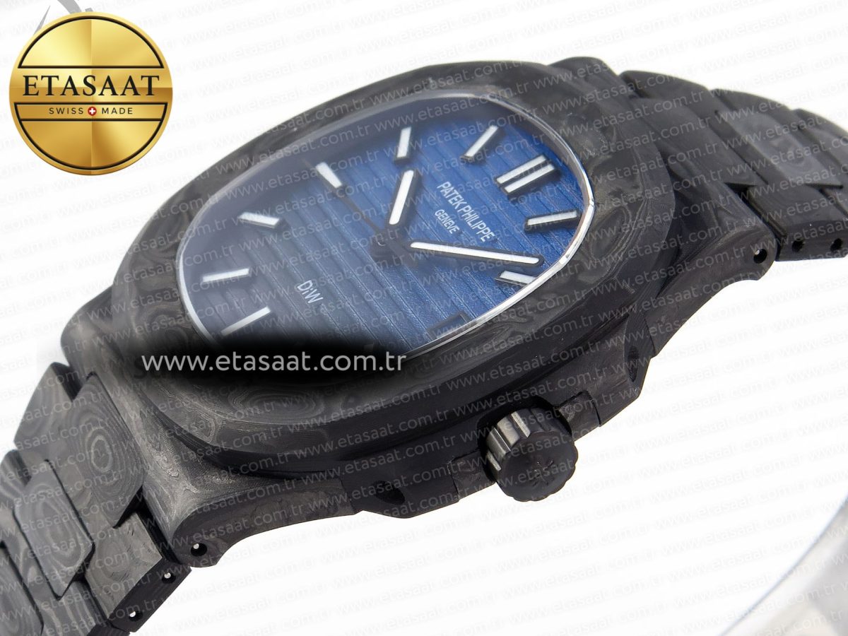 NAUTILUS 5711 DIW CARBON DIWF 1:1 BEST EDITION BLACK/BLUE TEXTURED DIAL ON CARBON BRACELET 324CS - Görsel 8