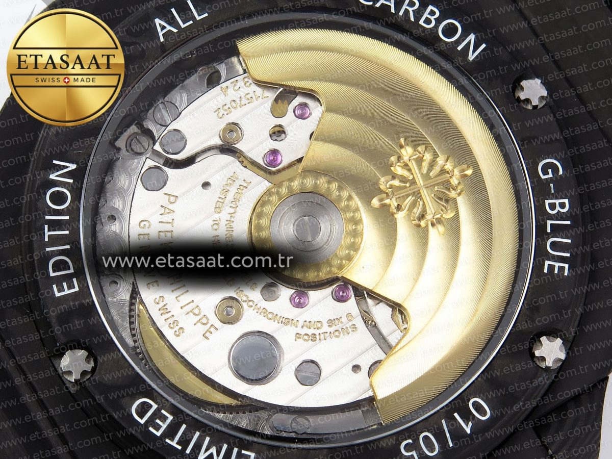 NAUTILUS 5711 DIW CARBON DIWF 1:1 BEST EDITION BLACK TEXTURED DIAL ON CARBON BRACELET 324CS - Görsel 18
