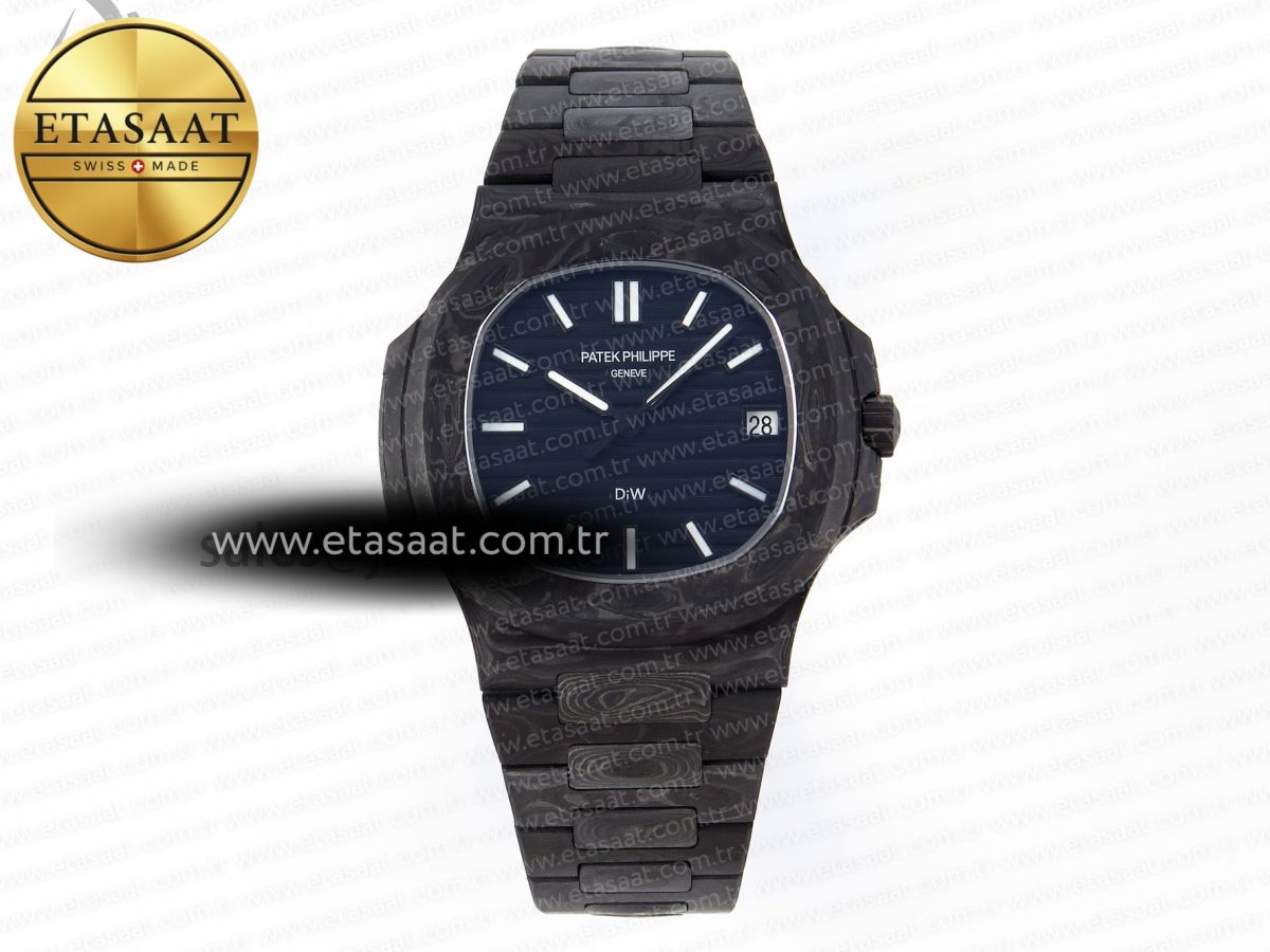 NAUTILUS 5711 DIW CARBON DIWF 1:1 BEST EDITION BLACK TEXTURED DIAL ON CARBON BRACELET 324CS - Görsel 3