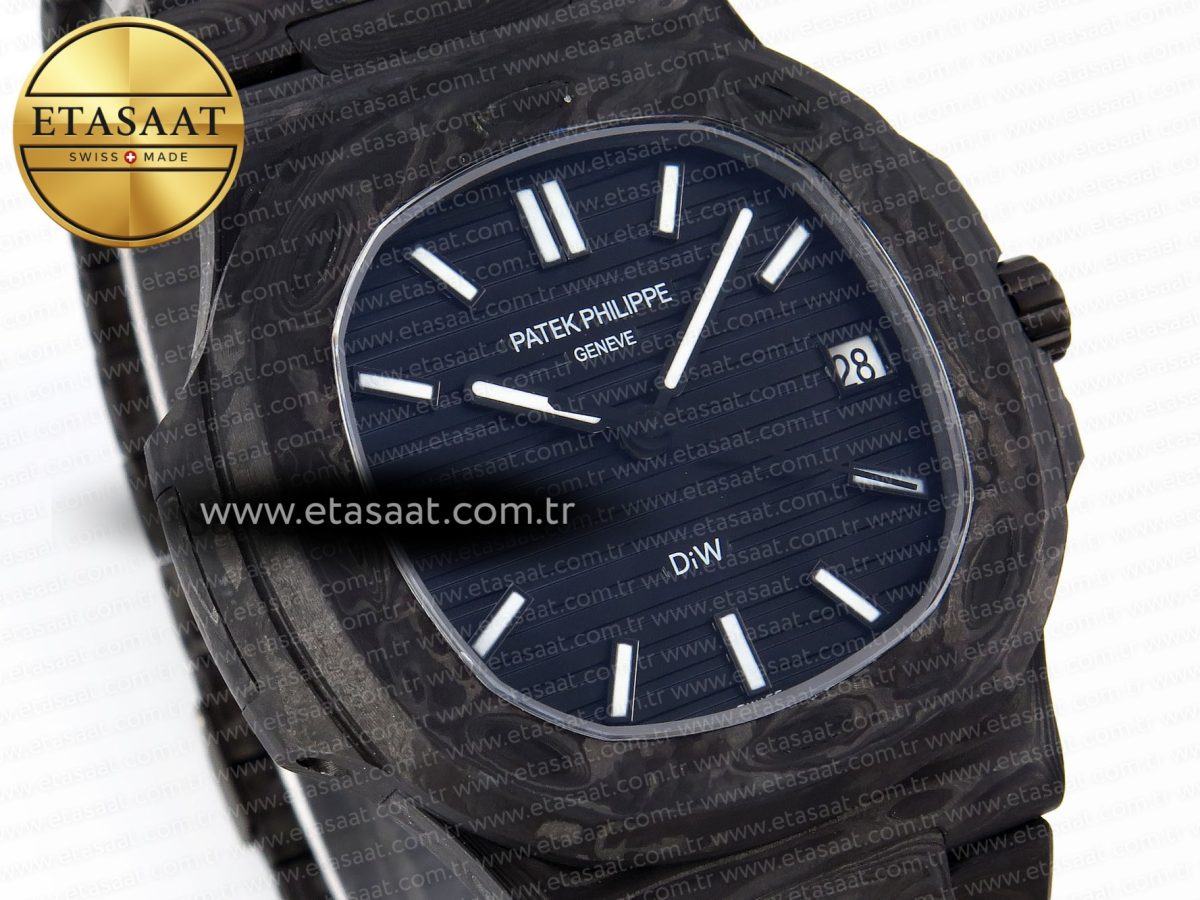 NAUTILUS 5711 DIW CARBON DIWF 1:1 BEST EDITION BLACK TEXTURED DIAL ON CARBON BRACELET 324CS - Görsel 5