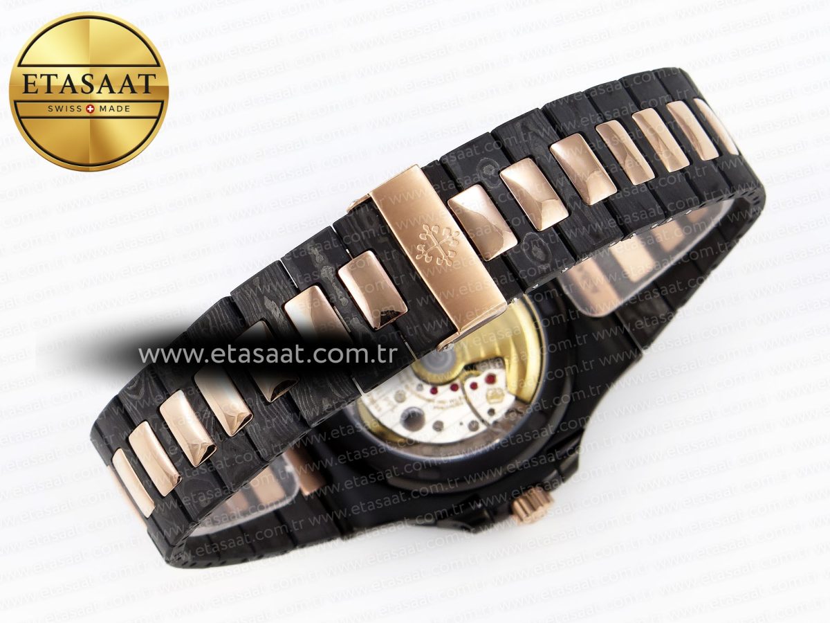 Patek Philippe NAUTILUS 5711 DIW CARBOn BLACK TEXTURED DIAL ON CARBON/RG 324CS - Görsel 16