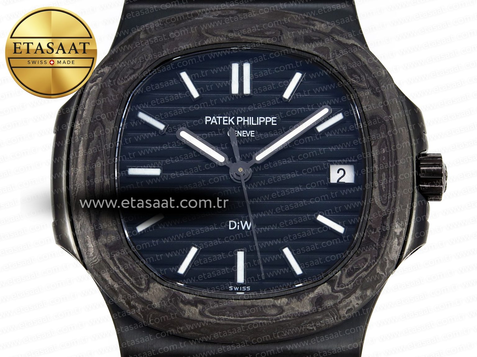 NAUTILUS 5711 DIW CARBON DIWF 1:1 BEST EDITION BLUE TEXTURED DIAL ON CARBON/PVD BRACELET 324CS - Görsel 4
