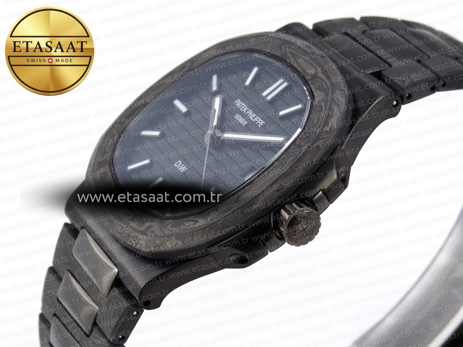 NAUTILUS 5711 DIW CARBON DIWF 1:1 BEST EDITION BLUE TEXTURED DIAL ON CARBON/PVD BRACELET 324CS - Görsel 8