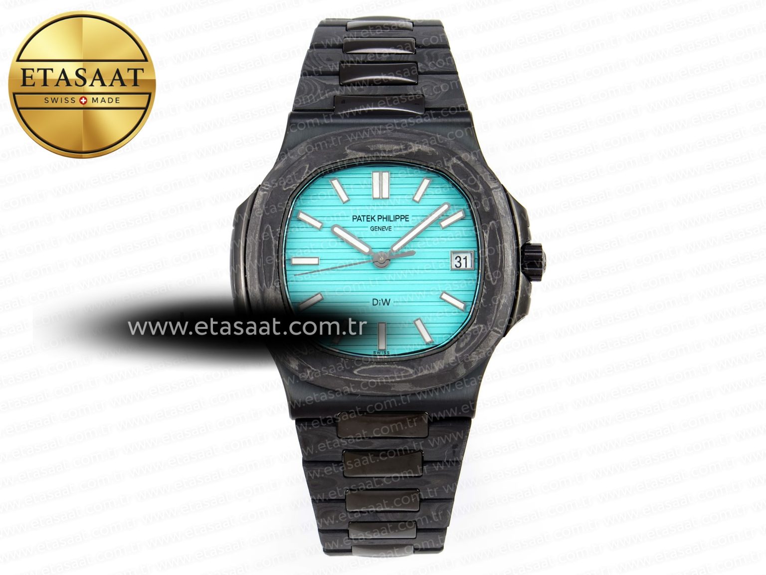 Nautilus 5711 DIW Carbon DIWF 1:1 Best Edition Tiffany Blue Textured Dial on Carbon/PVD Bracelet 324CS - Görsel 3