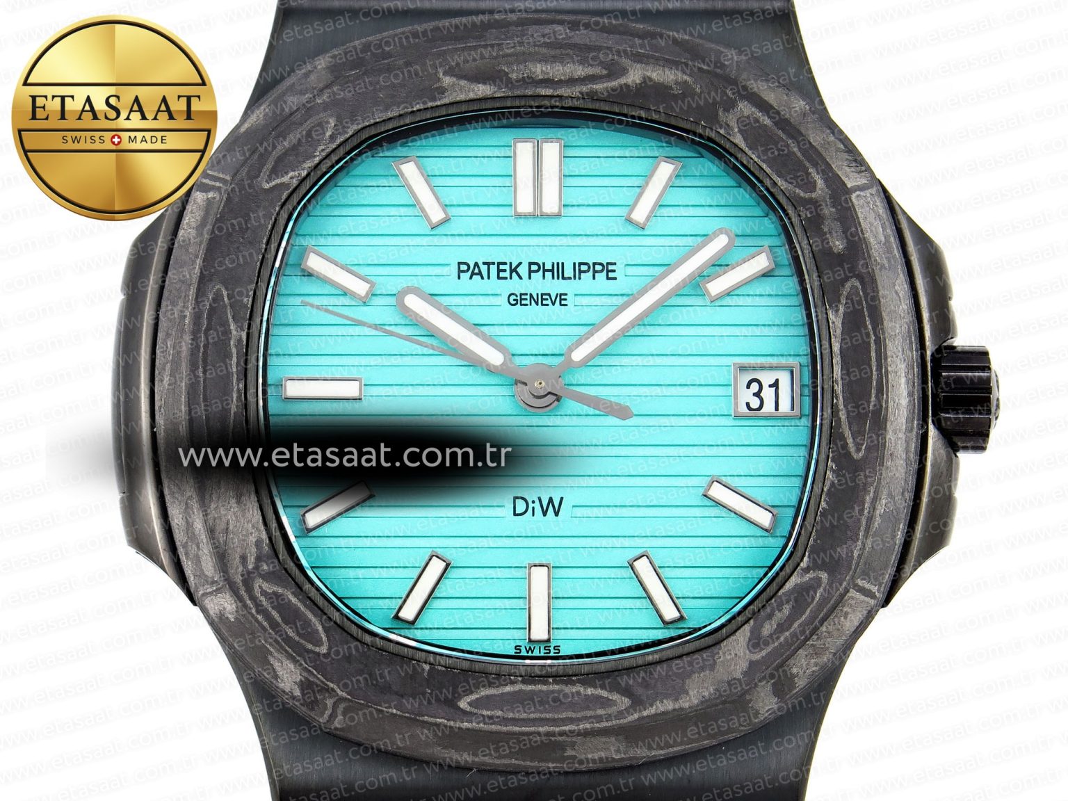 Nautilus 5711 DIW Carbon DIWF 1:1 Best Edition Tiffany Blue Textured Dial on Carbon/PVD Bracelet 324CS - Görsel 4