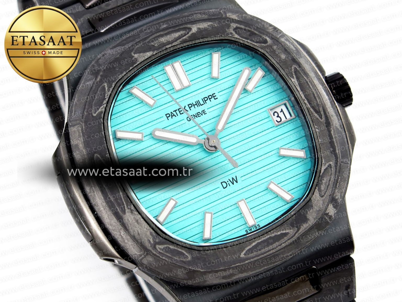Nautilus 5711 DIW Carbon DIWF 1:1 Best Edition Tiffany Blue Textured Dial on Carbon/PVD Bracelet 324CS - Görsel 5