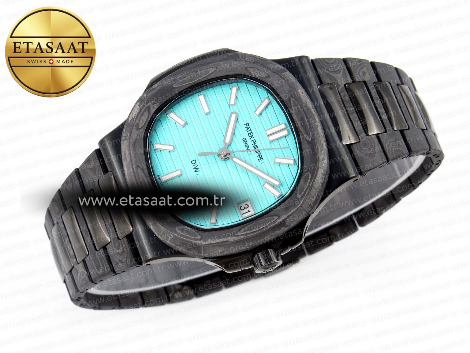 Nautilus 5711 DIW Carbon DIWF 1:1 Best Edition Tiffany Blue Textured Dial on Carbon/PVD Bracelet 324CS - Görsel 6