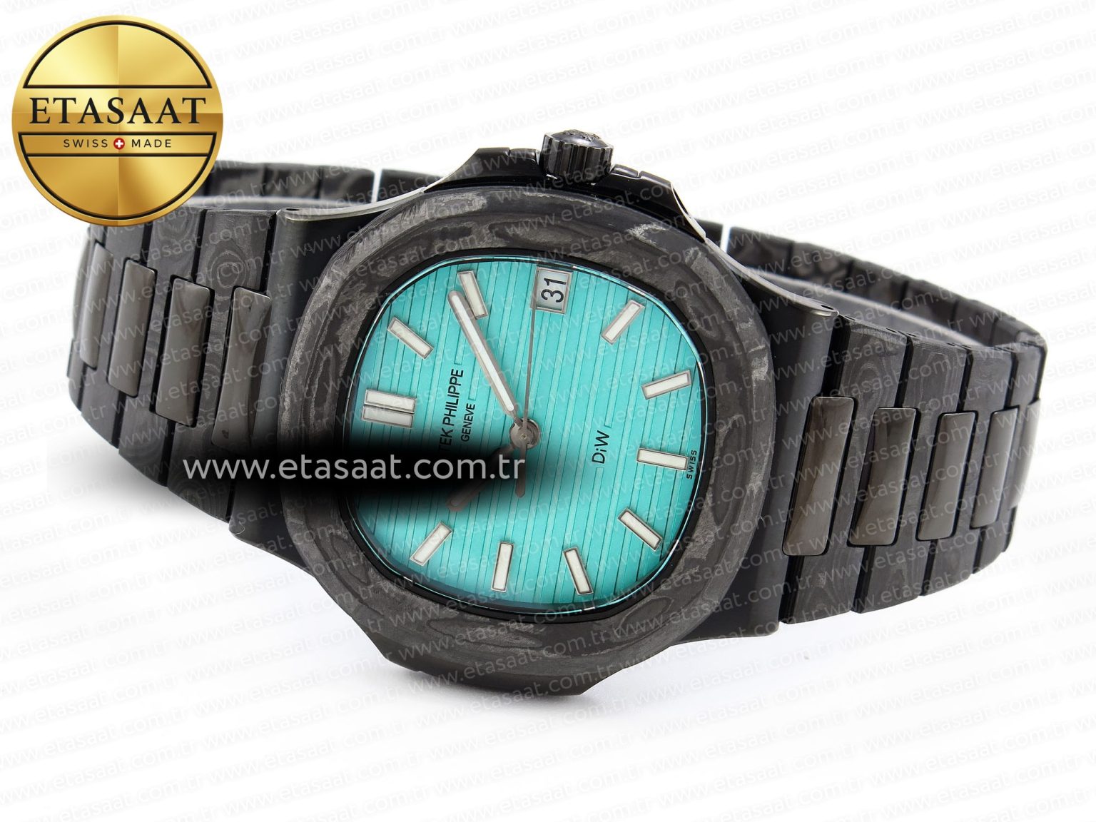 Nautilus 5711 DIW Carbon DIWF 1:1 Best Edition Tiffany Blue Textured Dial on Carbon/PVD Bracelet 324CS - Görsel 7