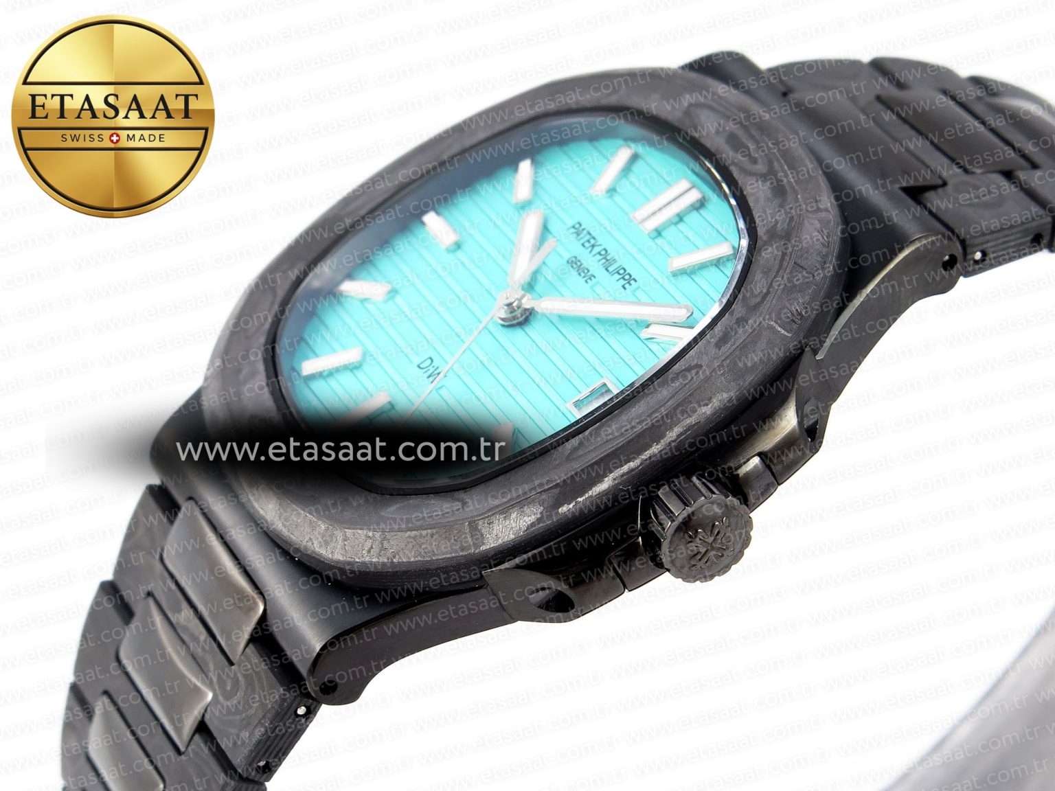 Nautilus 5711 DIW Carbon DIWF 1:1 Best Edition Tiffany Blue Textured Dial on Carbon/PVD Bracelet 324CS - Görsel 8