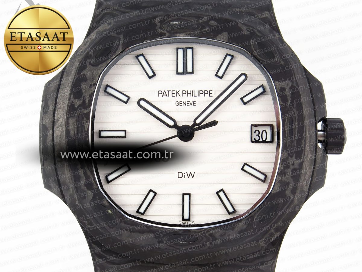 NAUTILUS 5711 DIW CARBON DIWF 1:1 BEST EDITION WHITE TEXTURED DIAL ON CARBON BRACELET 324CS - Görsel 4