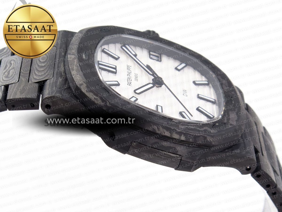 NAUTILUS 5711 DIW CARBON DIWF 1:1 BEST EDITION WHITE TEXTURED DIAL ON CARBON BRACELET 324CS - Görsel 9