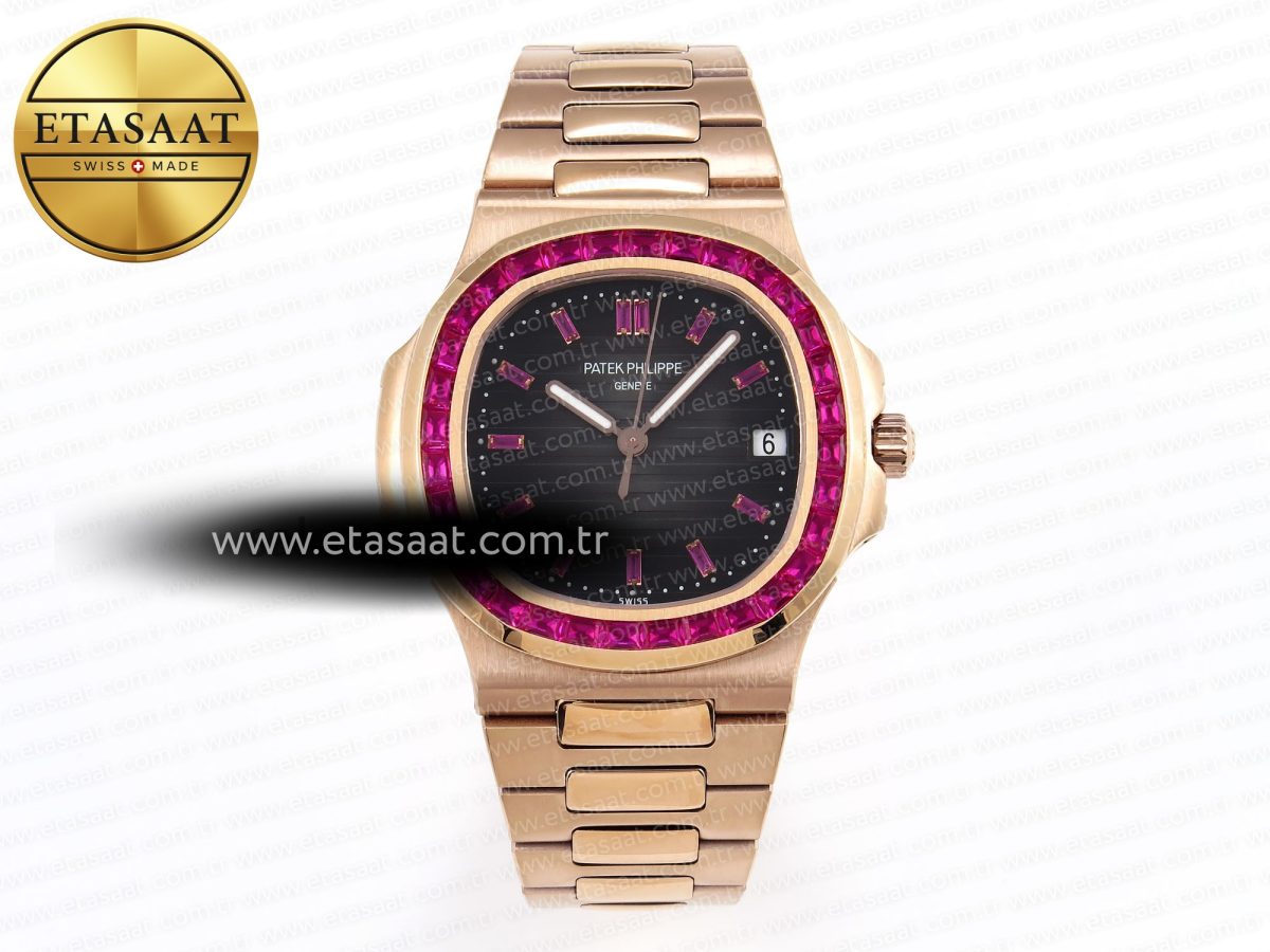 Patek Philippe NAUTILUS 5711 RG GRAY DIAL PURPLE DIAMONDS 324CS - Görsel 3