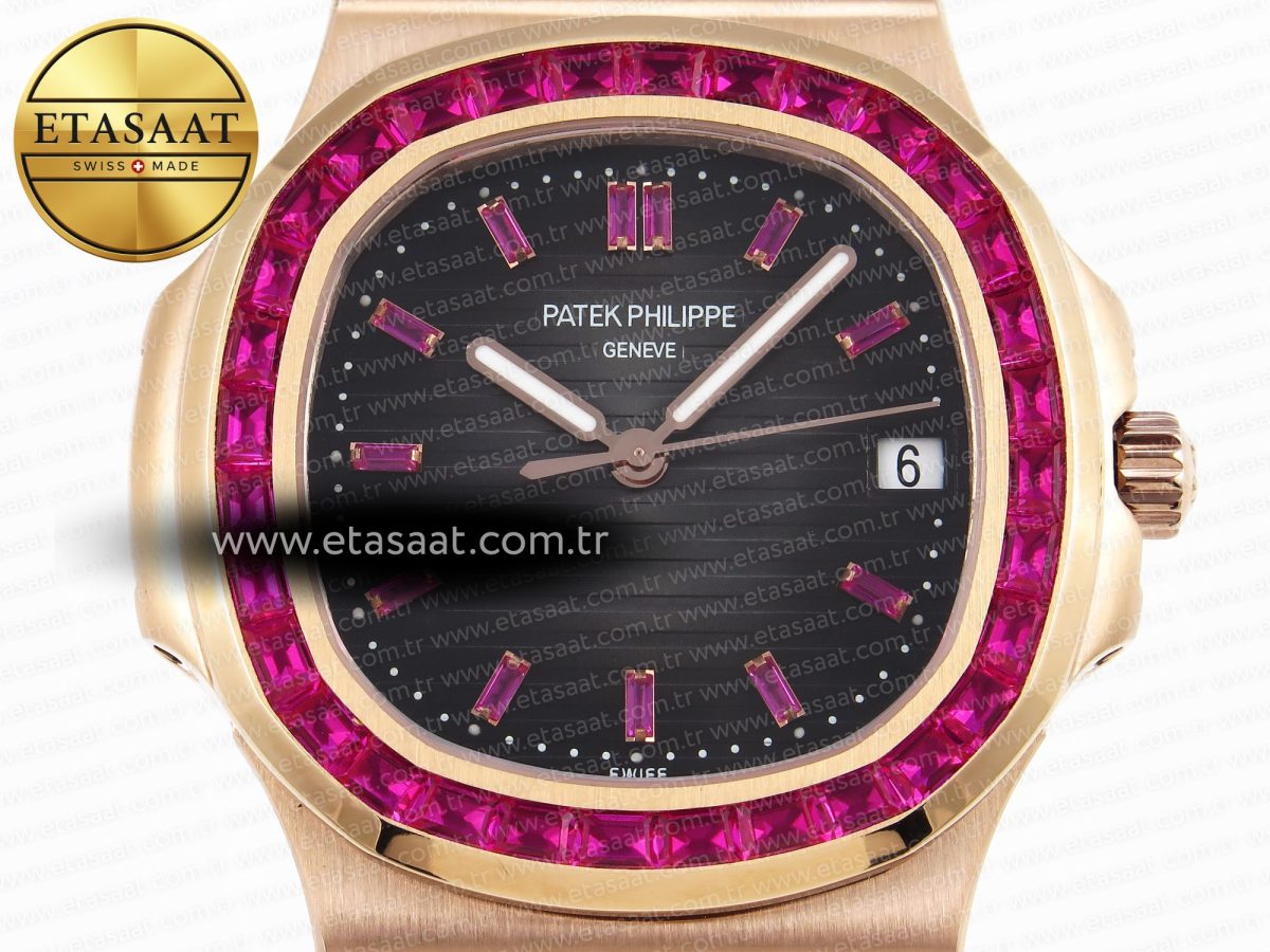 Patek Philippe NAUTILUS 5711 RG GRAY DIAL PURPLE DIAMONDS 324CS - Görsel 4
