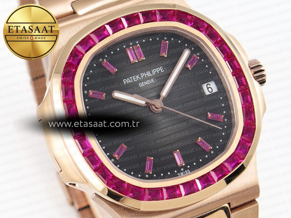 Patek Philippe NAUTILUS 5711 RG GRAY DIAL PURPLE DIAMONDS 324CS - Görsel 5