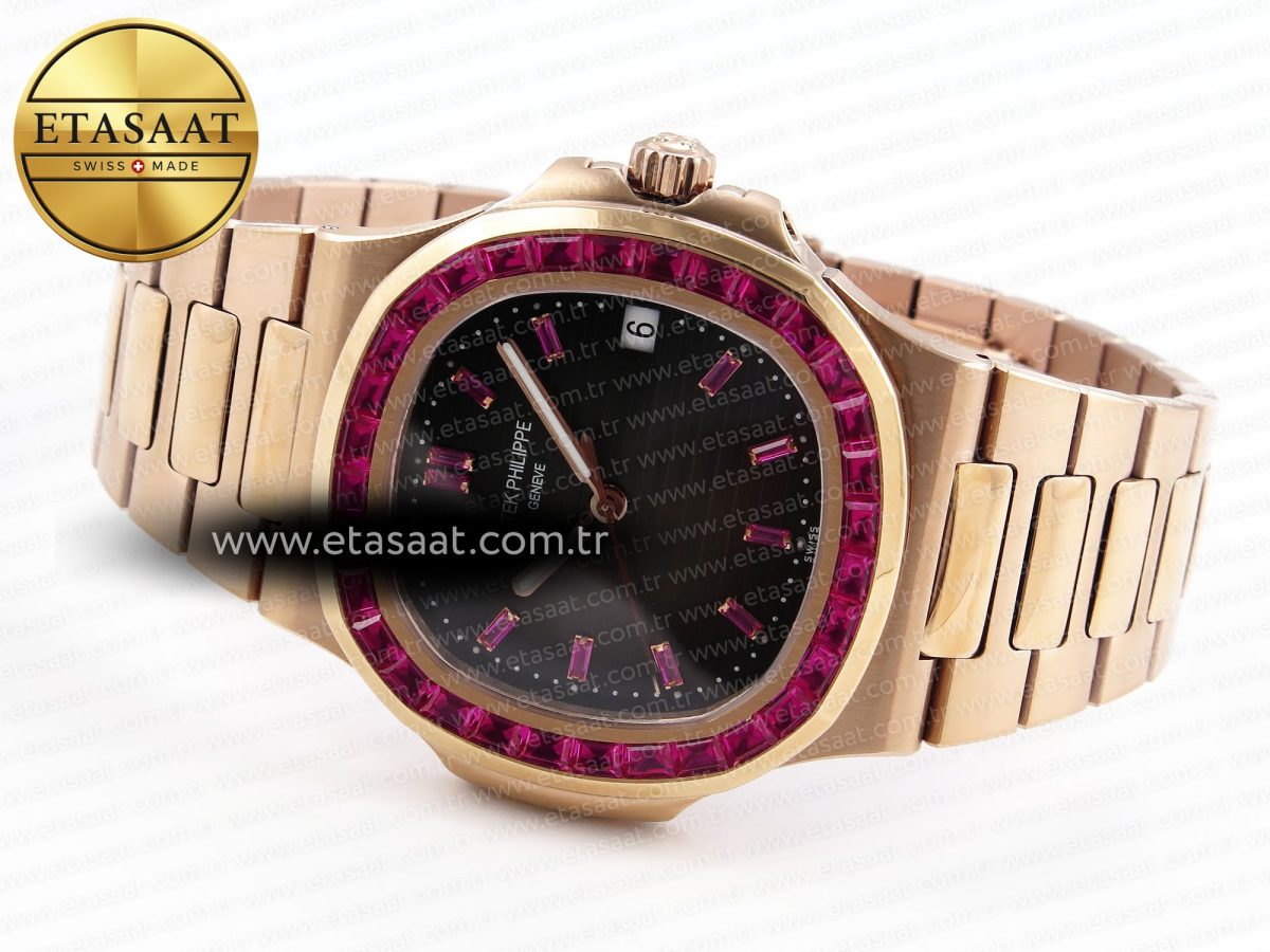 Patek Philippe NAUTILUS 5711 RG GRAY DIAL PURPLE DIAMONDS 324CS - Görsel 6