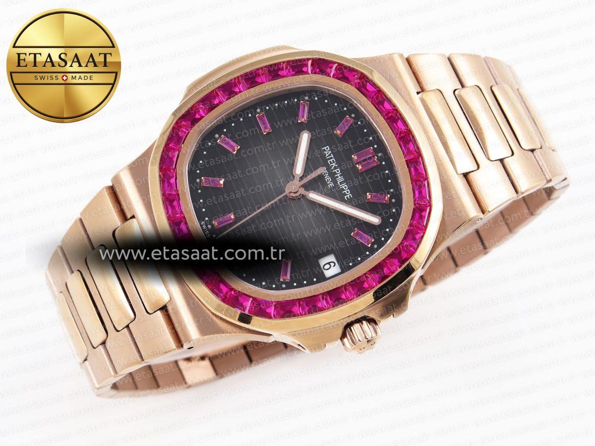Patek Philippe NAUTILUS 5711 RG GRAY DIAL PURPLE DIAMONDS 324CS - Görsel 7