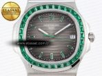 Patek Philippe NAUTILUS 5711 SS GRAY DIAL GREEN DIAMONDS 324CS - Görsel 4