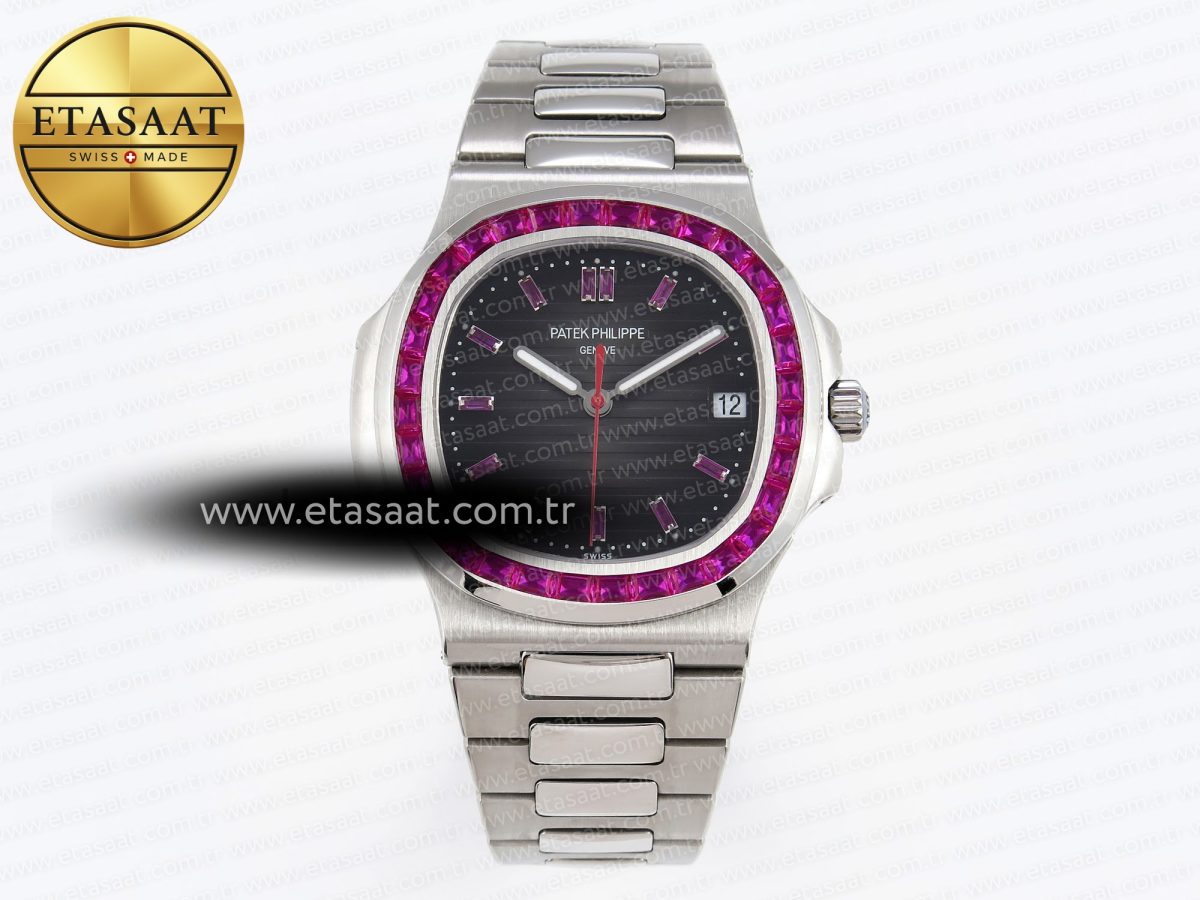 Patek Philippe NAUTILUS 5711 SS  GRAY DIAL PURPLE DIAMONDS 324CS - Görsel 3