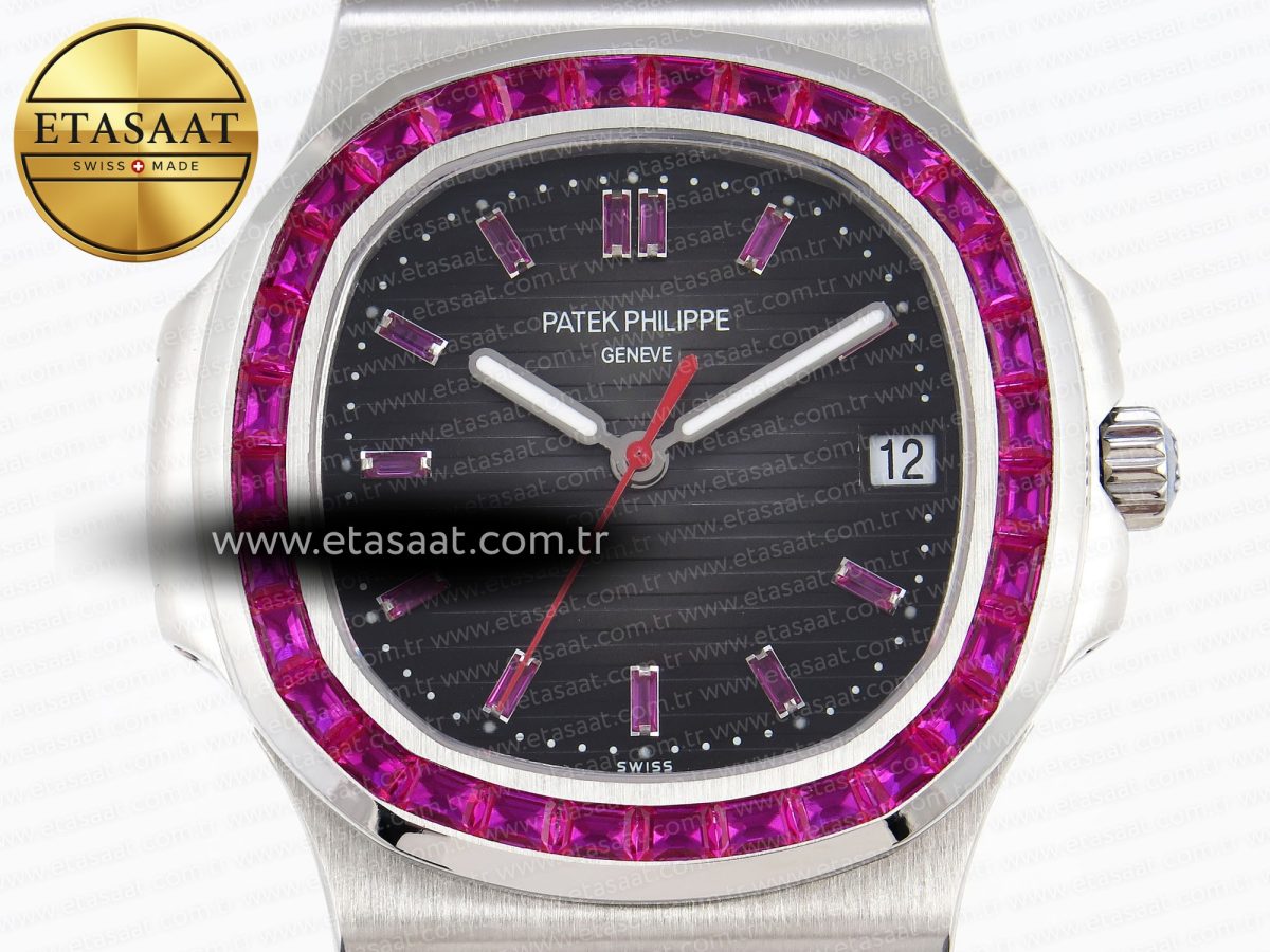 Patek Philippe NAUTILUS 5711 SS  GRAY DIAL PURPLE DIAMONDS 324CS - Görsel 4