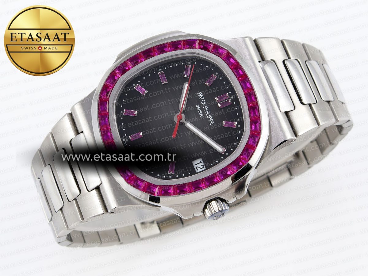 Patek Philippe NAUTILUS 5711 SS  GRAY DIAL PURPLE DIAMONDS 324CS - Görsel 6