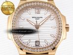 NAUTILUS 7118 LADIES RG PPF 1:1 BEST EDITION WHITE DIAL DIAMONDS BEZEL ON RG BRACELET 324CS - Görsel 4