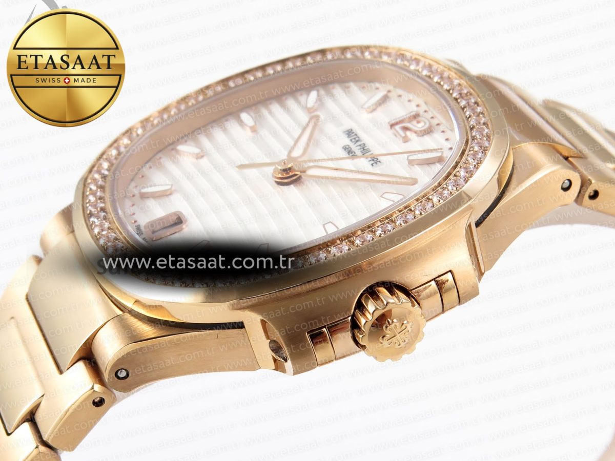 NAUTILUS 7118 LADIES RG PPF 1:1 BEST EDITION WHITE DIAL DIAMONDS BEZEL ON RG BRACELET 324CS - Görsel 8