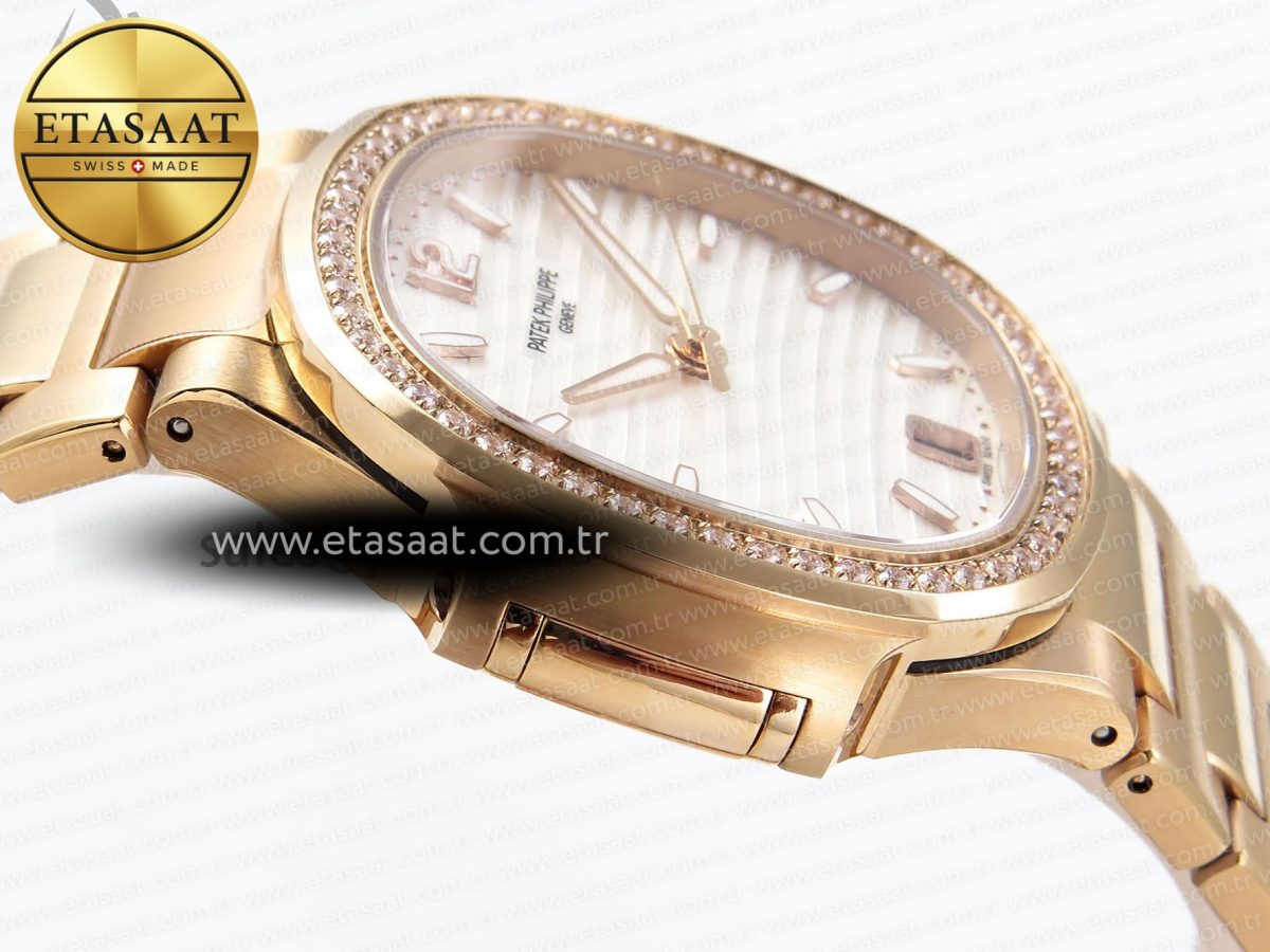 NAUTILUS 7118 LADIES RG PPF 1:1 BEST EDITION WHITE DIAL DIAMONDS BEZEL ON RG BRACELET 324CS - Görsel 9