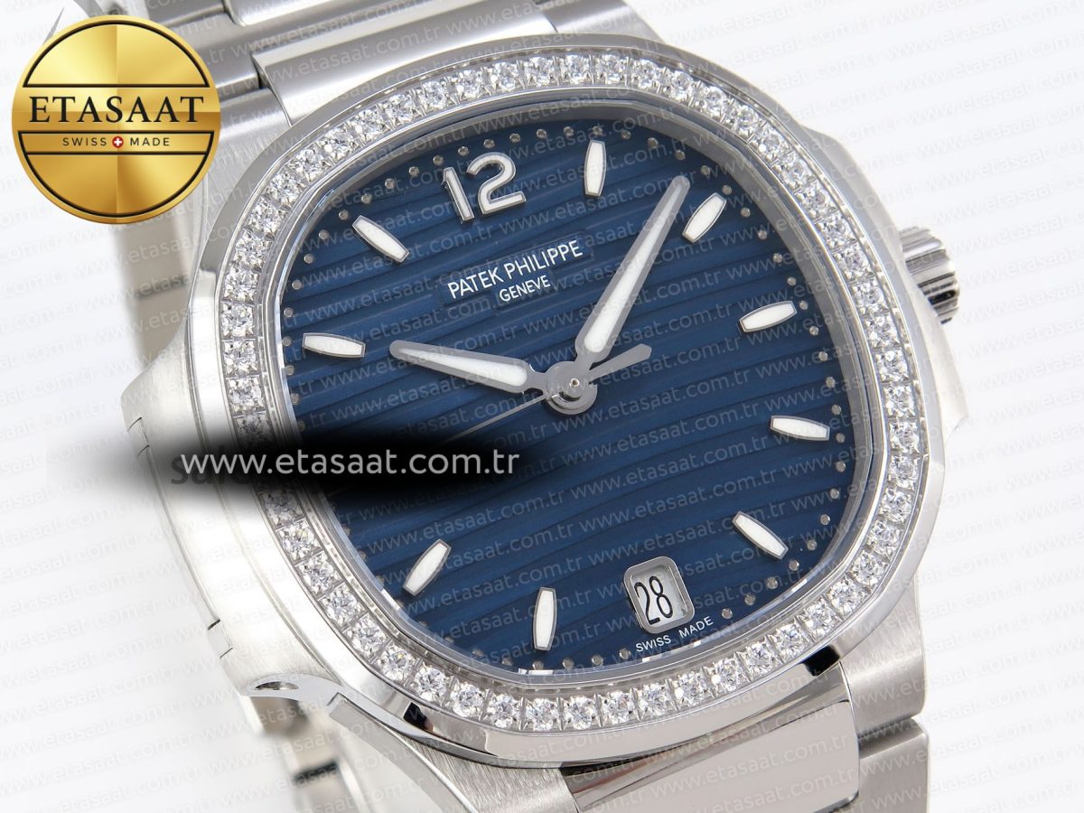 NAUTILUS 7118 LADIES SS PPF 1:1 BEST EDITION BLUE DIAL DIAMONDS BEZEL ON SS BRACELET 324CS - Görsel 5