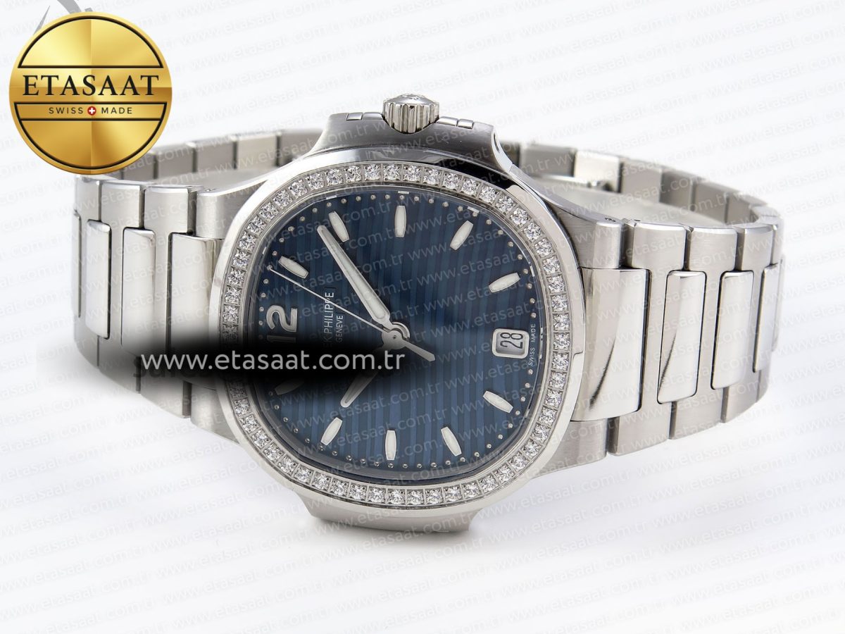 NAUTILUS 7118 LADIES SS PPF 1:1 BEST EDITION BLUE DIAL DIAMONDS BEZEL ON SS BRACELET 324CS - Görsel 6