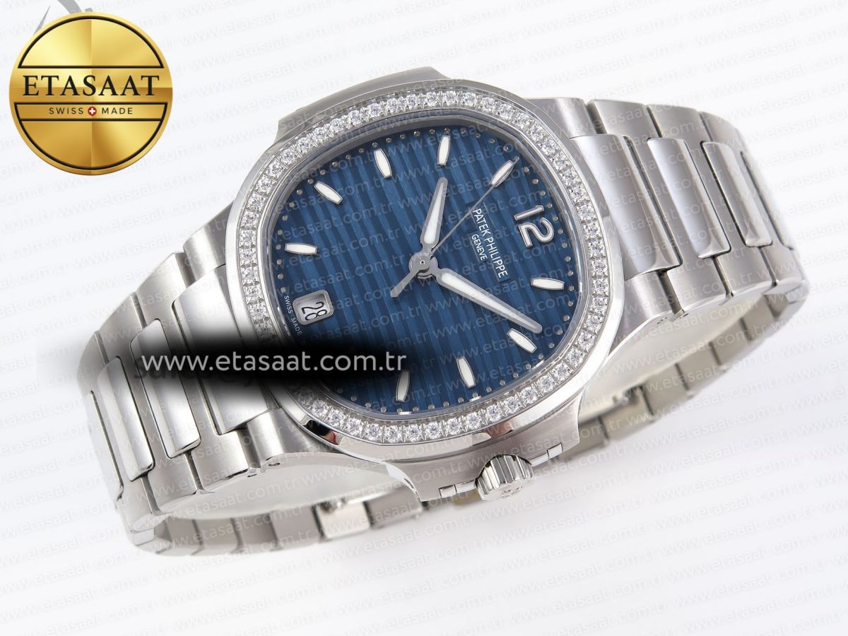 NAUTILUS 7118 LADIES SS PPF 1:1 BEST EDITION BLUE DIAL DIAMONDS BEZEL ON SS BRACELET 324CS - Görsel 7