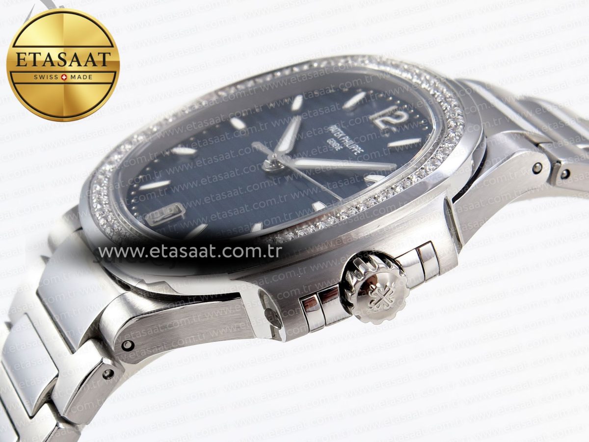 NAUTILUS 7118 LADIES SS PPF 1:1 BEST EDITION BLUE DIAL DIAMONDS BEZEL ON SS BRACELET 324CS - Görsel 8