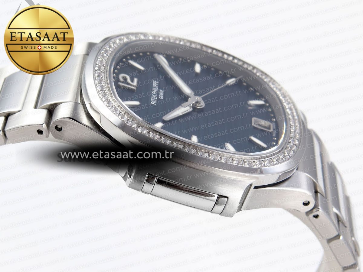 NAUTILUS 7118 LADIES SS PPF 1:1 BEST EDITION BLUE DIAL DIAMONDS BEZEL ON SS BRACELET 324CS - Görsel 9