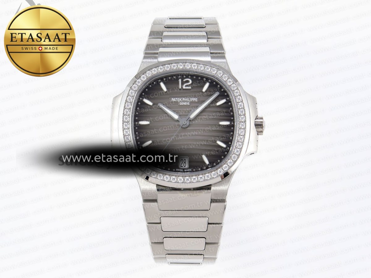 NAUTILUS 7118 LADIES SS PPF 1:1 BEST EDITION BROWN DIAL DIAMONDS BEZEL ON SS BRACELET 324CS - Görsel 3