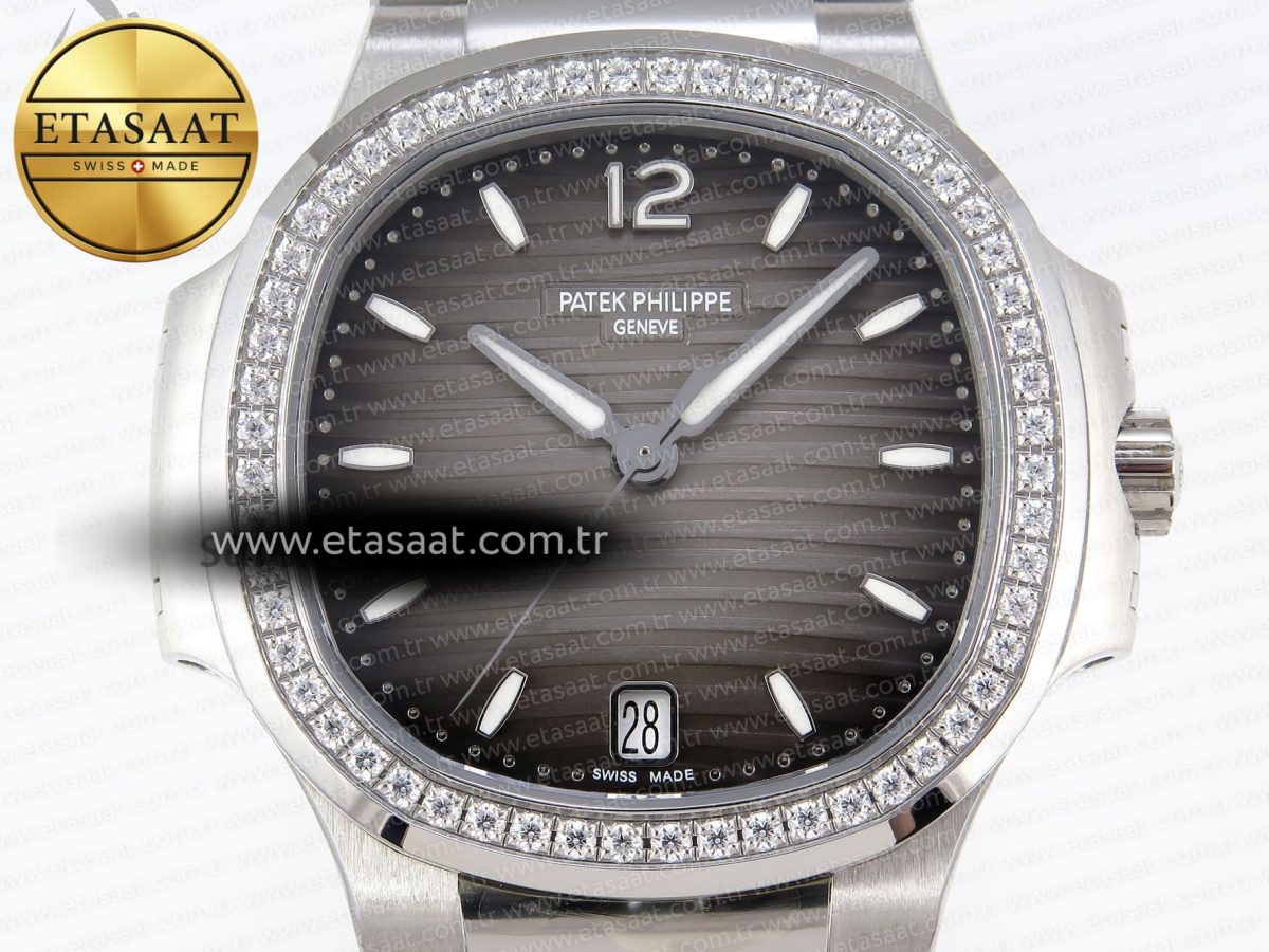 NAUTILUS 7118 LADIES SS PPF 1:1 BEST EDITION BROWN DIAL DIAMONDS BEZEL ON SS BRACELET 324CS - Görsel 4