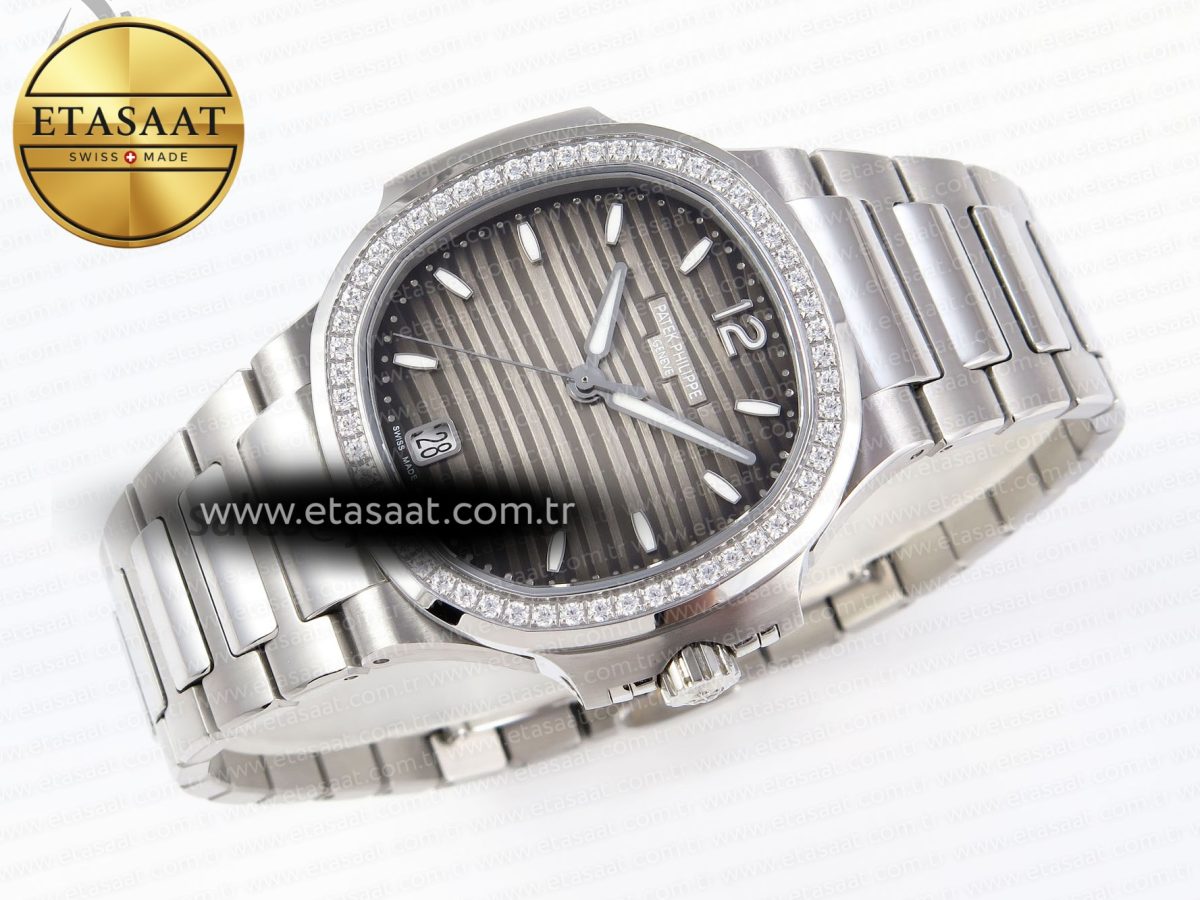 NAUTILUS 7118 LADIES SS PPF 1:1 BEST EDITION BROWN DIAL DIAMONDS BEZEL ON SS BRACELET 324CS - Görsel 7